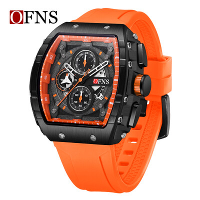 OFNS Νέο Ανδρικό επαγγελματικό ρολόι χαλαζία υψηλής ποιότητας Teenagers Fashion Sports Αδιάβροχο ανδρικό ρολόι σιλικόνης Χρονόμετρο με λουράκι σιλικόνης Hot