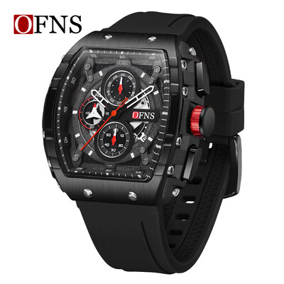 OFNS Νέο Ανδρικό επαγγελματικό ρολόι χαλαζία υψηλής ποιότητας Teenagers Fashion Sports Αδιάβροχο ανδρικό ρολόι σιλικόνης Χρονόμετρο με λουράκι σιλικόνης Hot