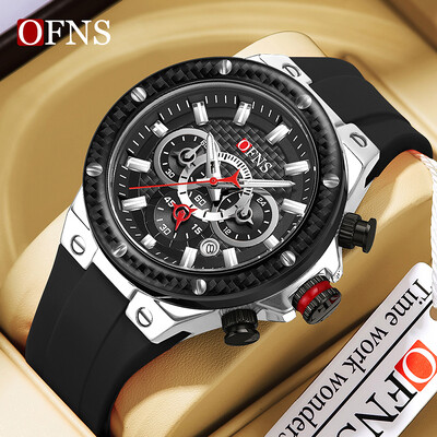 OFNS Csúcsmárka Quartz Férfi karóra Alkalmi Sport Vízálló Világító Automata Date Multifunkciós Divat Trend órák Új Hot