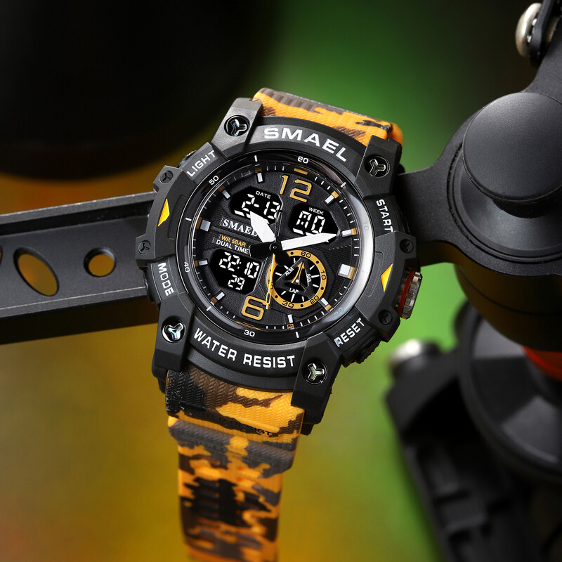 MALI Vojni kvarcni sportski sat Budilica Otporan na udarce 50M Vodootporan 8007MC Muški satovi Digitalni