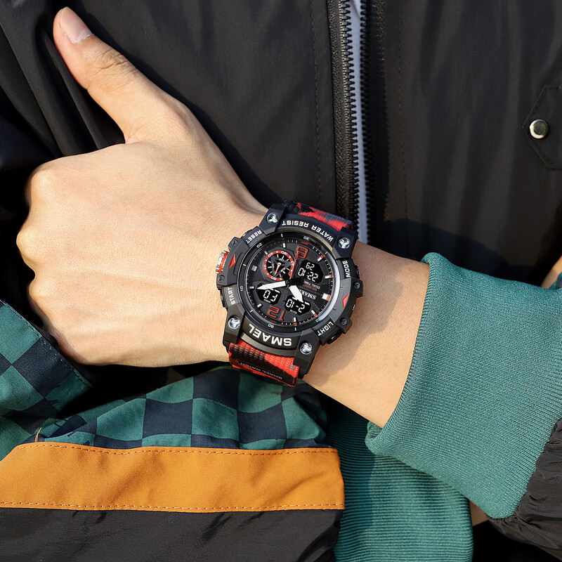 MALI Vojni kvarcni sportski sat Budilica Otporan na udarce 50M Vodootporan 8007MC Muški satovi Digitalni