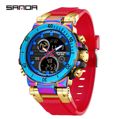 SANDA G stil Muški sat s dvostrukim zaslonom Sportovi na otvorenom Elektronički ručni sat Budilica Vodootporni kronograf Kvarcni satovi