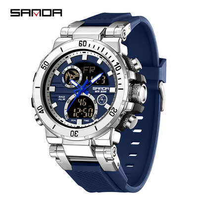 SANDA G stil Muški sat s dvostrukim zaslonom Sportovi na otvorenom Elektronički ručni sat Budilica Vodootporni kronograf Kvarcni satovi