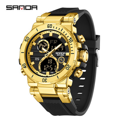 SANDA G stil Muški sat s dvostrukim zaslonom Sportovi na otvorenom Elektronički ručni sat Budilica Vodootporni kronograf Kvarcni satovi