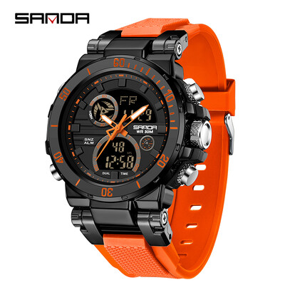 SANDA G stil Muški sat s dvostrukim zaslonom Sportovi na otvorenom Elektronički ručni sat Budilica Vodootporni kronograf Kvarcni satovi