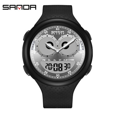 SANDA Uus G-stiilis meeste käekell Sport veekindel stopper kronograaf Kahe ekraaniga kvartsist randmekell LED digitaalne elektrooniline kell