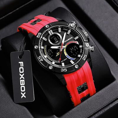 LIGE Marka FOXBOX Modni kvarcni elektronički satovi Ležerni sportski Vojni dvostruki digitalni zaslon Muški sat Vodootporni LED svjetleći