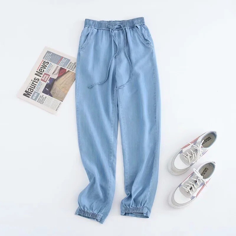 Proljeće ljeto Nove traperice Hlače Ležerna ženska odjeća Tanak elastični struk Prozračne široke Harem traper hlače za sve vrste B37503JC