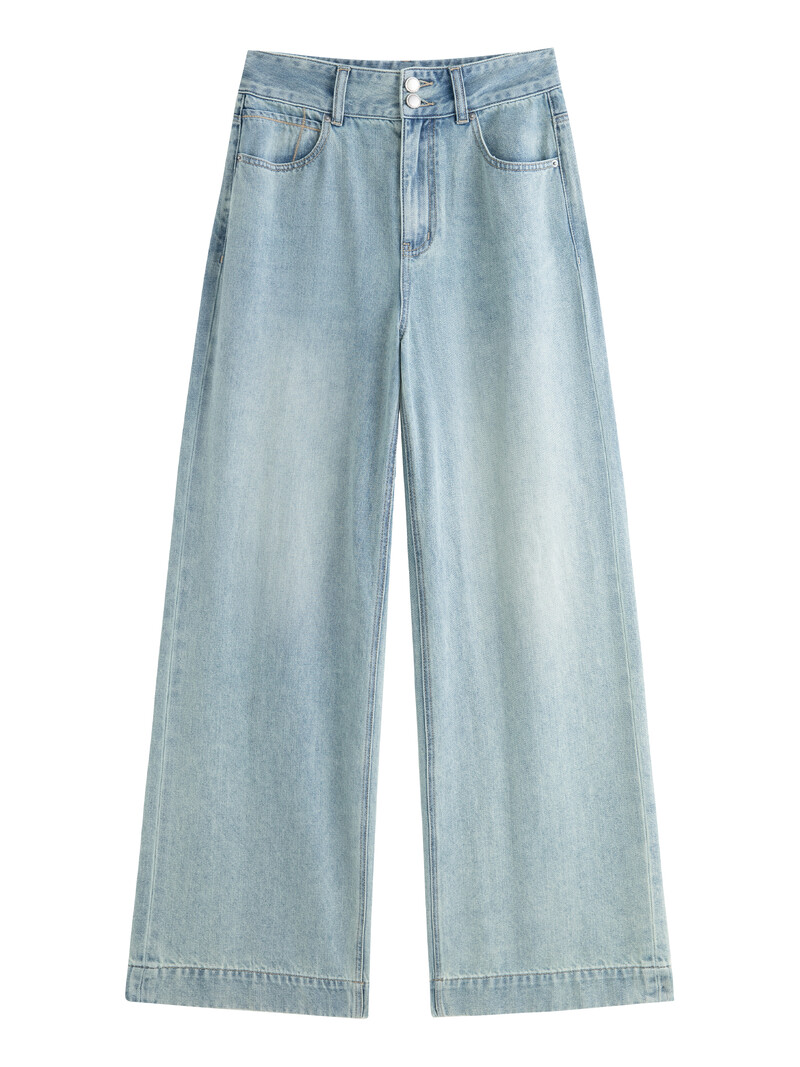 FSLE elegantsed laia säärega teksad naistele 2024. aasta sügis, uus disain, sirged õhukesed, sobivad vabaaja püksid 24FS13014