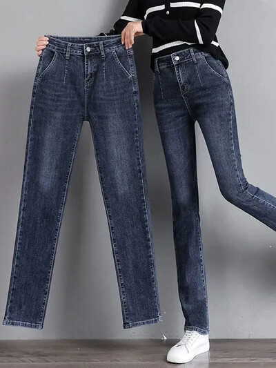 Proljeće Jesen Ravne traperice visokog struka Ženske nove vintage uske traper hlače Korejska modna ulična odjeća Kot Pantolon Ležerne Vaqueros