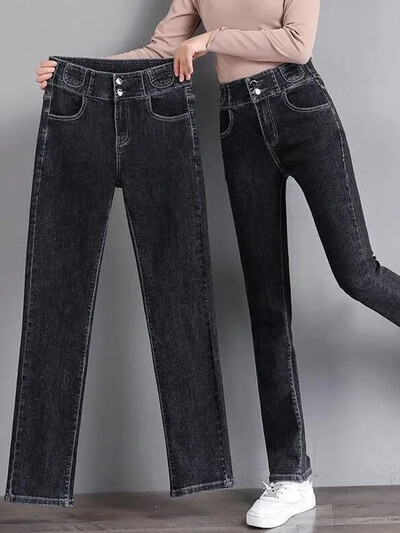 Proljeće Jesen Ravne traperice visokog struka Ženske nove vintage uske traper hlače Korejska modna ulična odjeća Kot Pantolon Ležerne Vaqueros