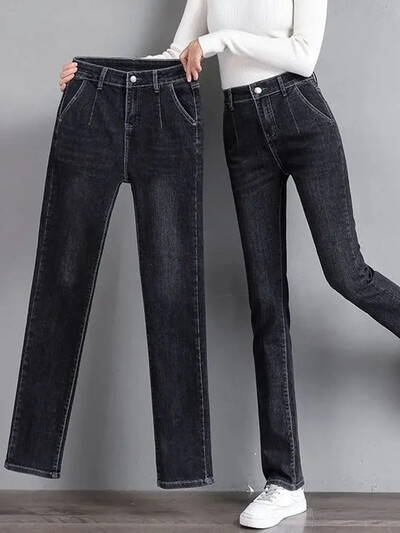 Proljeće Jesen Ravne traperice visokog struka Ženske nove vintage uske traper hlače Korejska modna ulična odjeća Kot Pantolon Ležerne Vaqueros