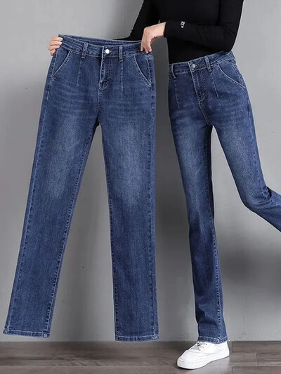 Proljeće Jesen Ravne traperice visokog struka Ženske nove vintage uske traper hlače Korejska modna ulična odjeća Kot Pantolon Ležerne Vaqueros