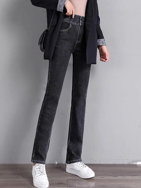 Proljeće Jesen Ravne traperice visokog struka Ženske nove vintage uske traper hlače Korejska modna ulična odjeća Kot Pantolon Ležerne Vaqueros