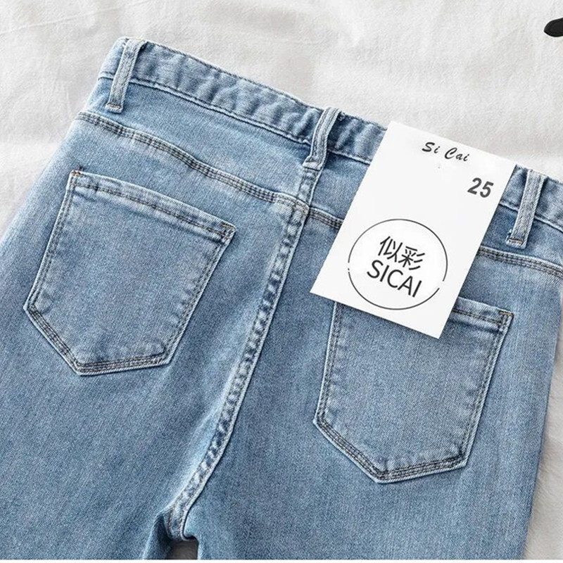 Traperice visokog struka 38 Ženske proljeće jesen Nove uske uske hlače Ležerne ženske traper hlače Crne ženske rastezljive pencil traperice