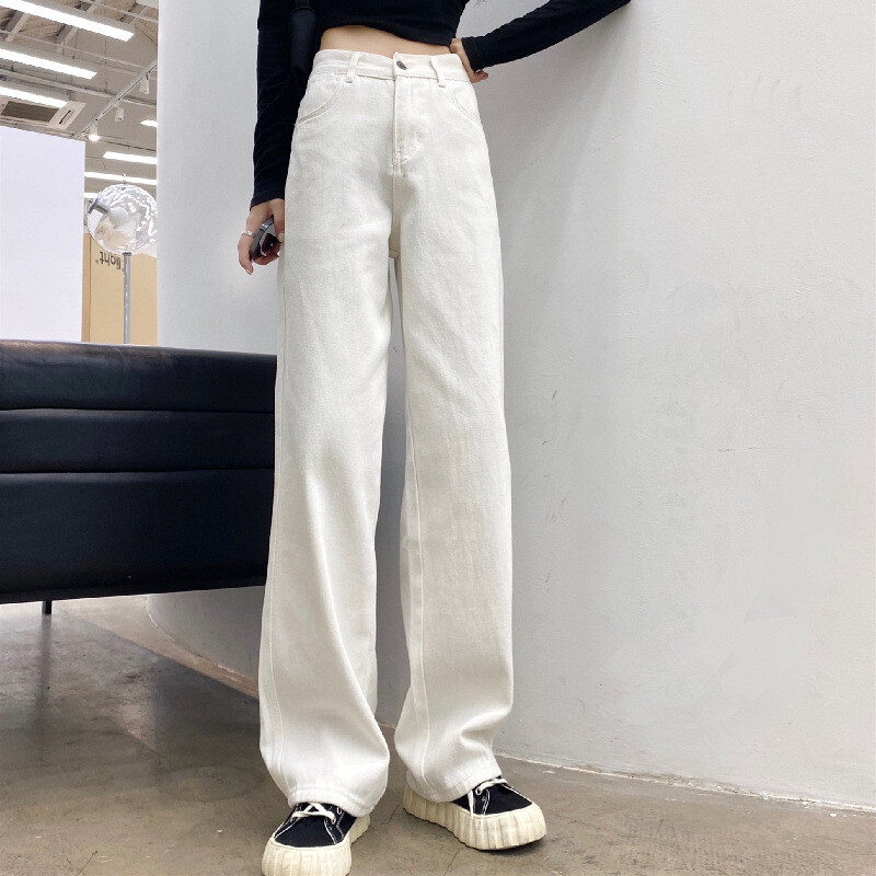 Ženske traperice visokog struka Modne plave crne ravne traper hlače širokih nogavica Vintage Streetwear Ljetne ženske široke hlače 2024.