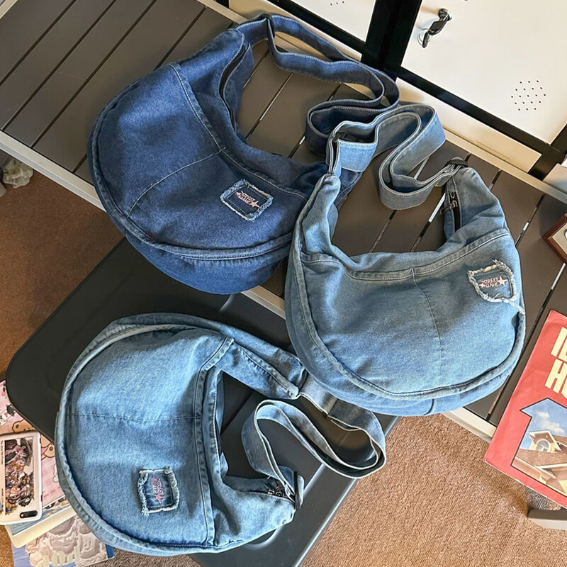 Jaapani retro teksakangast Crossbody kott Naiste multifunktsionaalne kott Mood Kokkupandavad käekotid Naiste suur reisikott