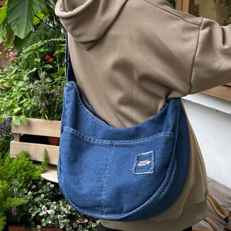 Jaapani retro teksakangast Crossbody kott Naiste multifunktsionaalne kott Mood Kokkupandavad käekotid Naiste suur reisikott