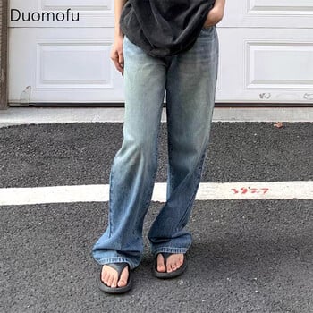 Duomofu Vintage Washed Loose Ολόσωμο Γυναικείο Τζιν Φθινοπωρινό κομψό ψηλόμεσο λεπτό ίσιο casual μόδα Απλό S-XLθηλυκό τζιν