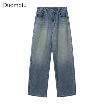 Duomofu Vintage Washed Loose Ολόσωμο Γυναικείο Τζιν Φθινοπωρινό κομψό ψηλόμεσο λεπτό ίσιο casual μόδα Απλό S-XLθηλυκό τζιν