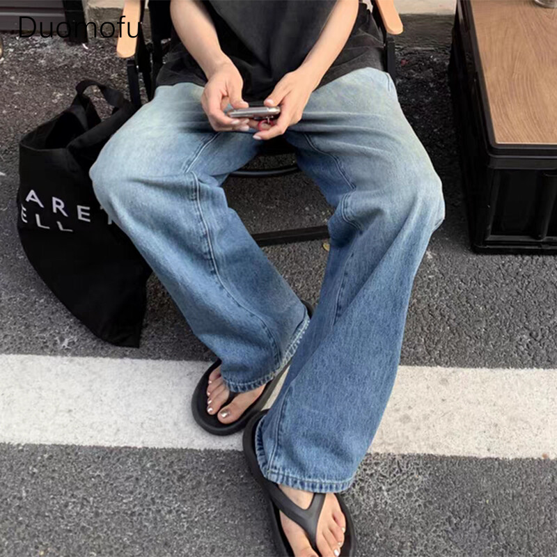 Duomofu Vintage Isprane široke ženske traperice pune dužine Jesenski šik visokog struka, uske ravne ležerne modne jednostavne S-XLženske traperice