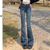 Γυναικεία Vintage High Street Bell Jeans Lady Sexy Slim Fit Τζιν παντελόνι Flare Βαθύ μπλε ανοιχτό μπλε μαύρο μπλε γκρι παντελόνι