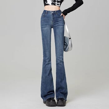 Γυναικεία Vintage High Street Bell Jeans Lady Sexy Slim Fit Τζιν παντελόνι Flare Βαθύ μπλε ανοιχτό μπλε μαύρο μπλε γκρι παντελόνι