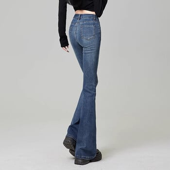 Γυναικεία Vintage High Street Bell Jeans Lady Sexy Slim Fit Τζιν παντελόνι Flare Βαθύ μπλε ανοιχτό μπλε μαύρο μπλε γκρι παντελόνι