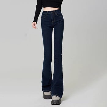 Γυναικεία Vintage High Street Bell Jeans Lady Sexy Slim Fit Τζιν παντελόνι Flare Βαθύ μπλε ανοιχτό μπλε μαύρο μπλε γκρι παντελόνι