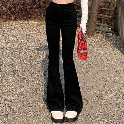 Γυναικεία Vintage High Street Bell Jeans Lady Sexy Slim Fit Τζιν παντελόνι Flare Βαθύ μπλε ανοιχτό μπλε μαύρο μπλε γκρι παντελόνι