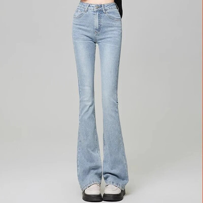 Γυναικεία Vintage High Street Bell Jeans Lady Sexy Slim Fit Τζιν παντελόνι Flare Βαθύ μπλε ανοιχτό μπλε μαύρο μπλε γκρι παντελόνι