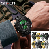 SANDA Ψηφιακό ρολόι LED Ανδρικό ρολόι χειρός Military Sport Quartz Κορυφαία μάρκα Πολυτελές χρονόμετρο αδιάβροχο ανδρικό ηλεκτρονικό ρολόι 6175