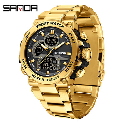 SANDA Ψηφιακό ρολόι LED Ανδρικό ρολόι χειρός Military Sport Quartz Κορυφαία μάρκα Πολυτελές χρονόμετρο αδιάβροχο ανδρικό ηλεκτρονικό ρολόι 6175