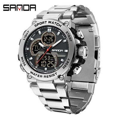 SANDA Ψηφιακό ρολόι LED Ανδρικό ρολόι χειρός Military Sport Quartz Κορυφαία μάρκα Πολυτελές χρονόμετρο αδιάβροχο ανδρικό ηλεκτρονικό ρολόι 6175