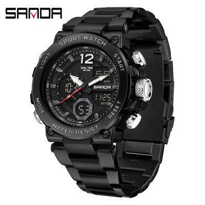 SANDA Ψηφιακό ρολόι LED Ανδρικό ρολόι χειρός Military Sport Quartz Κορυφαία μάρκα Πολυτελές χρονόμετρο αδιάβροχο ανδρικό ηλεκτρονικό ρολόι 6175