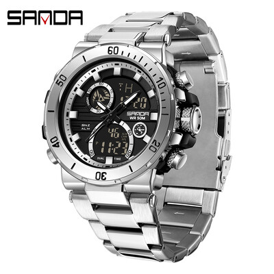 SANDA Ψηφιακό ρολόι LED Ανδρικό ρολόι χειρός Military Sport Quartz Κορυφαία μάρκα Πολυτελές χρονόμετρο αδιάβροχο ανδρικό ηλεκτρονικό ρολόι 6175