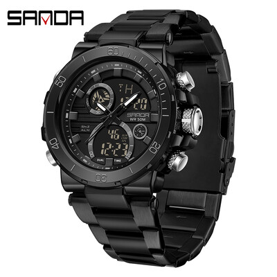 SANDA Ψηφιακό ρολόι LED Ανδρικό ρολόι χειρός Military Sport Quartz Κορυφαία μάρκα Πολυτελές χρονόμετρο αδιάβροχο ανδρικό ηλεκτρονικό ρολόι 6175