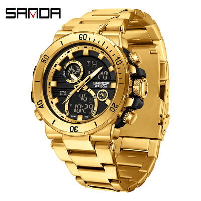 SANDA Ψηφιακό ρολόι LED Ανδρικό ρολόι χειρός Military Sport Quartz Κορυφαία μάρκα Πολυτελές χρονόμετρο αδιάβροχο ανδρικό ηλεκτρονικό ρολόι 6175
