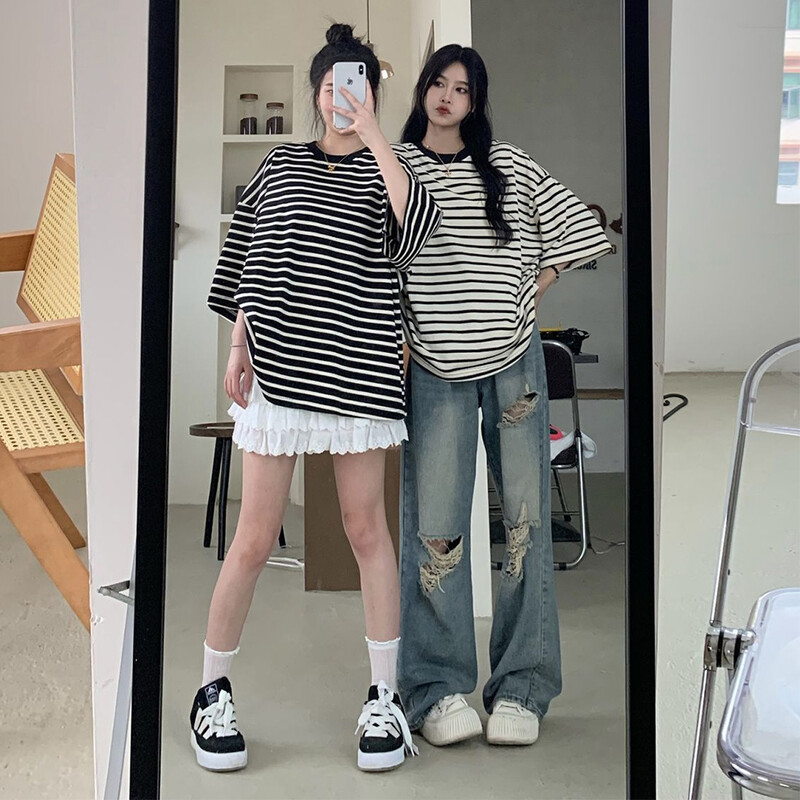 Američke retro traperice s probušenim rupama Ženske hlače visokog struka s ravnim preponama Labavi uski dizajn High-street vibe Hlače na vuču širokih nogavica