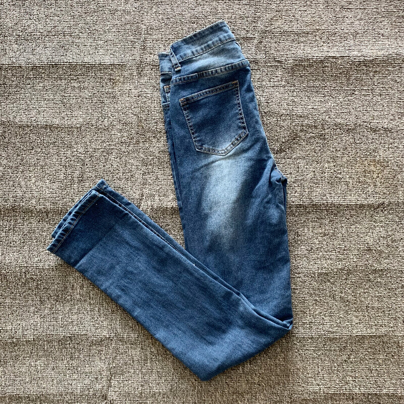 Ljetne modne Y2K retro traperice s poderanim rupama Ženske uske plave traper hlače s printom visokog struka, uske elastične hlače