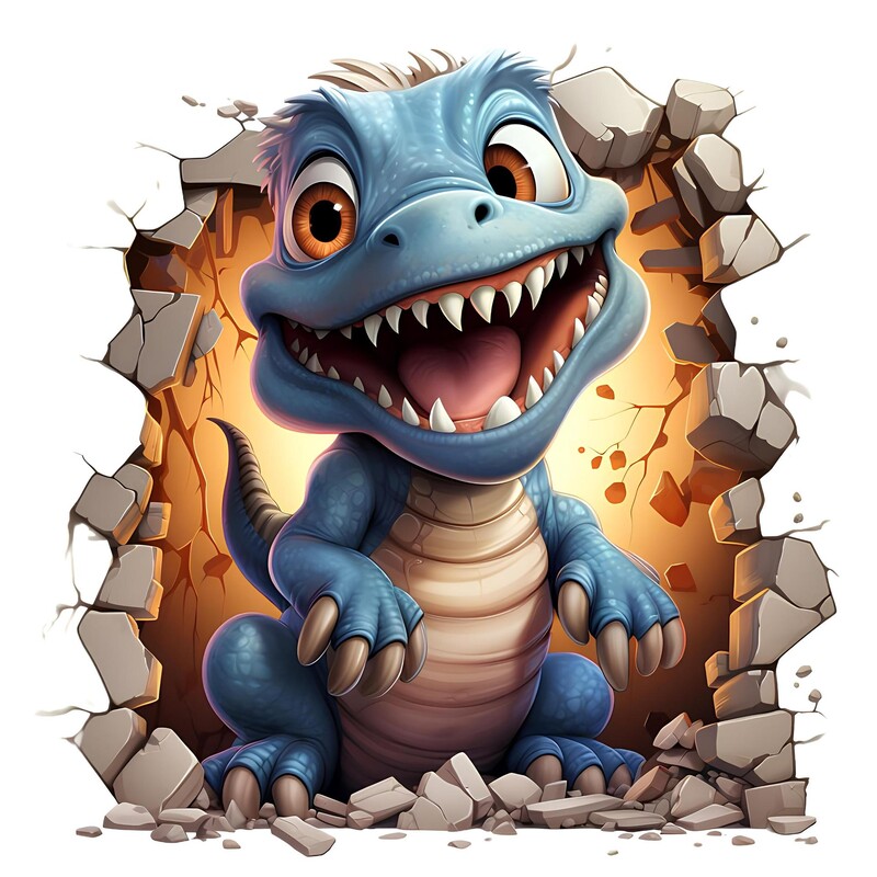 Prekogranični 3D slomljeni zid dnevna soba zidna dekoracija zidna naljepnica samoljepljiva crtana životinja zmaj naljepnica za spavaću sobu naljepnica tapeta