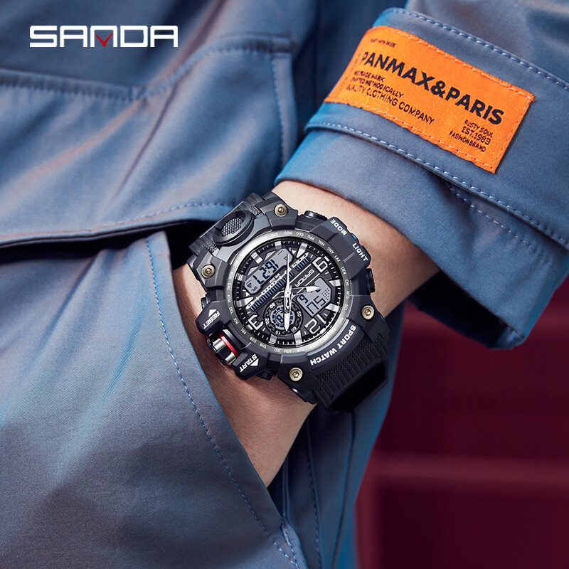 SANDA G stil Novi muški sat 50M Vodootporni sportski vojni kvarcni sat za muški Electron digitalni ručni sat Reloj De Hombre