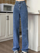 Ženske nove modne vrećaste prevelike traperice s ravnim nogavicama visokog struka Ženske klasične ležerne ulične retro plave traper hlače