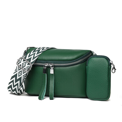 Ehtsast nahast õlakott Naiste moe laia rihmaga ristkehaga kott Disainer Kvaliteetne veisenahast käekott, ühevärviline sidur