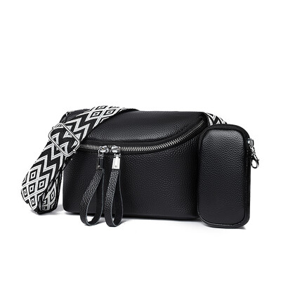 Ehtsast nahast õlakott Naiste moe laia rihmaga ristkehaga kott Disainer Kvaliteetne veisenahast käekott, ühevärviline sidur