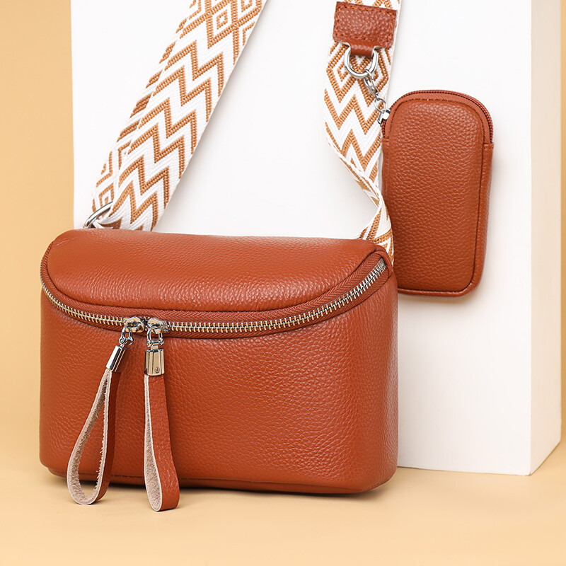 Ehtsast nahast õlakott Naiste moe laia rihmaga ristkehaga kott Disainer Kvaliteetne veisenahast käekott, ühevärviline sidur