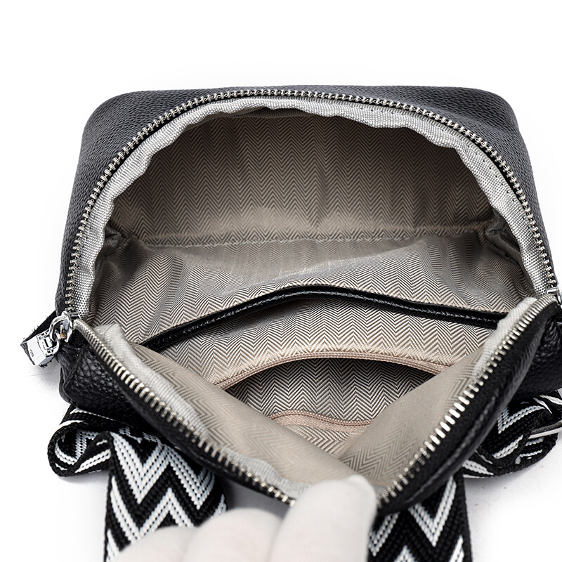 Ehtsast nahast õlakott Naiste moe laia rihmaga ristkehaga kott Disainer Kvaliteetne veisenahast käekott, ühevärviline sidur