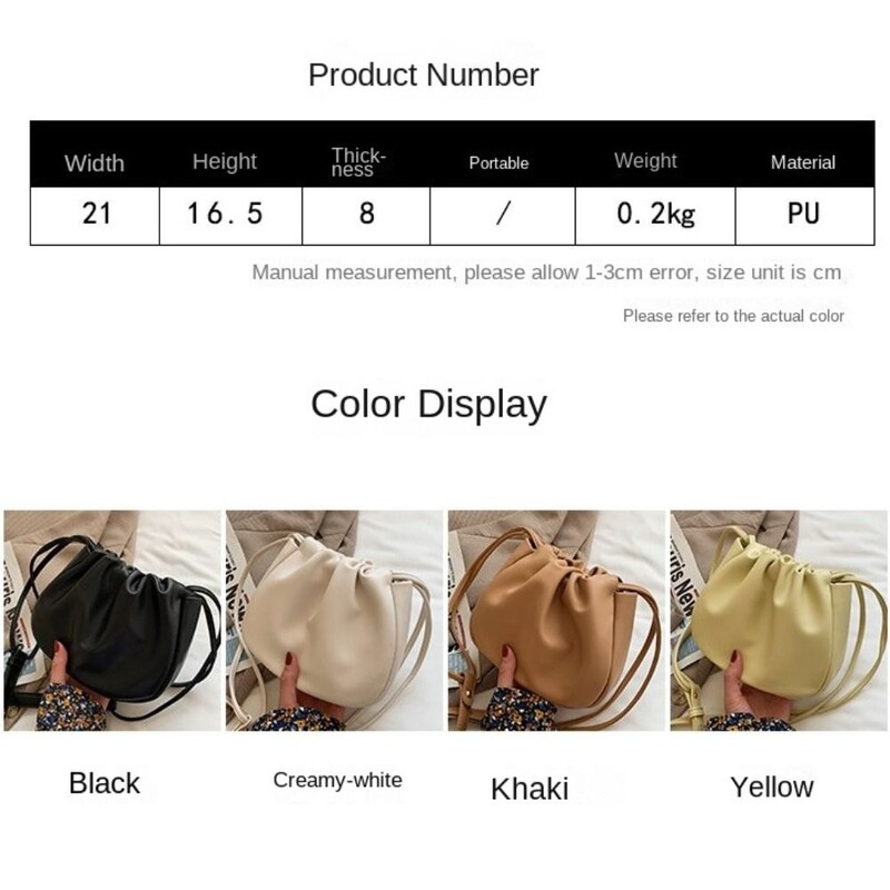 Cloud Fold Sling õlakotid Reguleeritav PU-nahast suure mahutavusega messenger-kott Sobiv kandekott Kolledži üliõpilane