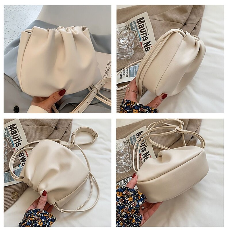 Cloud Fold Sling õlakotid Reguleeritav PU-nahast suure mahutavusega messenger-kott Sobiv kandekott Kolledži üliõpilane