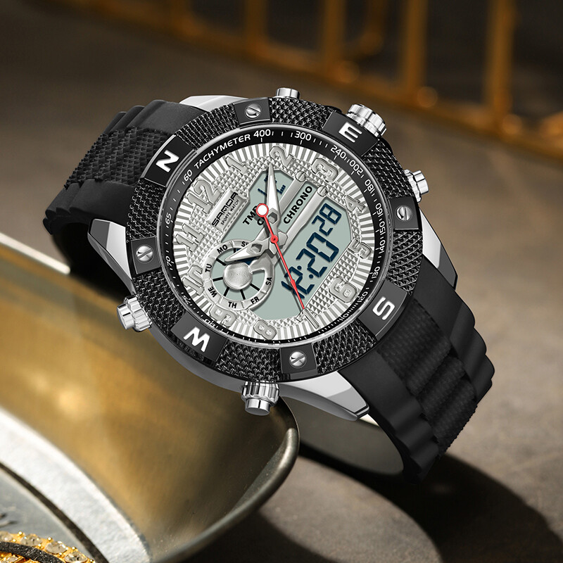 SANDA Novi muški ručni sat Vojni sportski vodootporni LED digitalni sat Elektronski kvarcni sat od nehrđajućeg čelika Hot Relogio Masculino